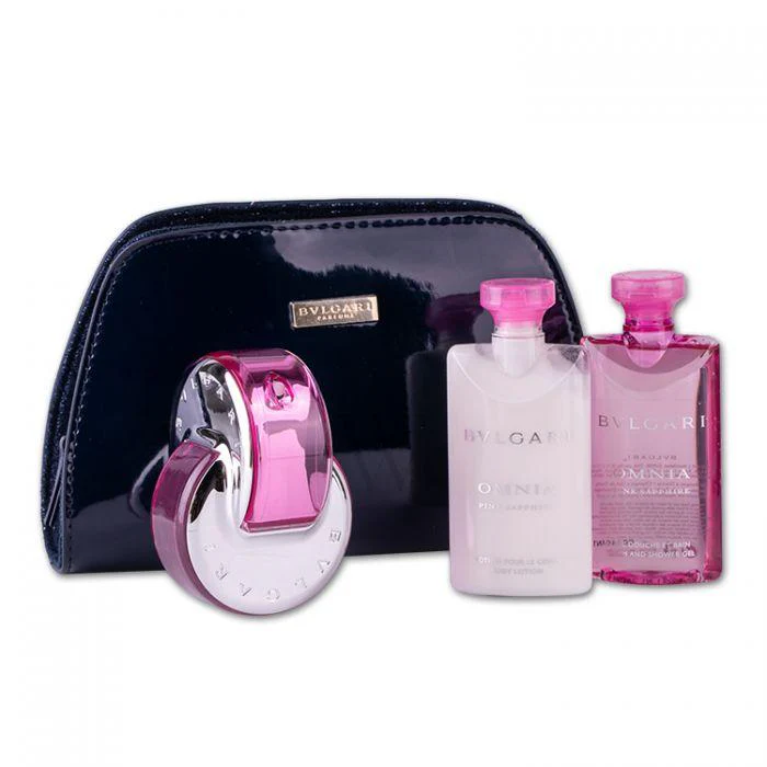 Bvlgari Omnia Pink Sapphire Set For Women Eau De Toilette 65ml+Body Lotion 75ml +Shower Gel 75ml +Pouch