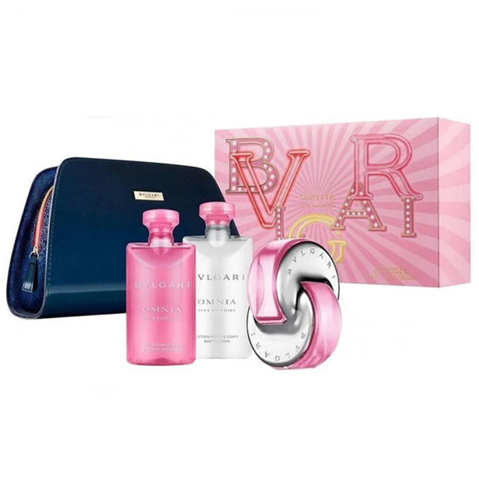 Bvlgari Omnia Pink Sapphire Set For Women Eau De Toilette 65ml+Body Lotion 75ml +Shower Gel 75ml +Pouch - Image 2