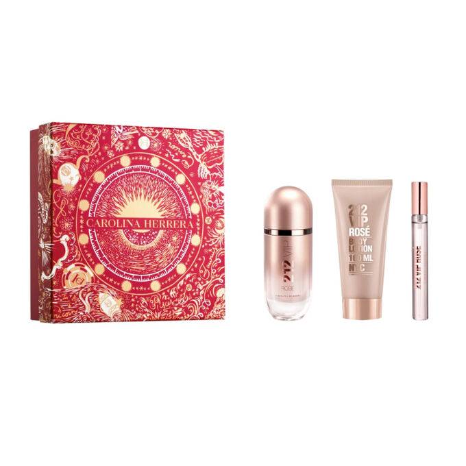 Carolina Herrera 212 VIP Rose Set For Women Eau De Parfum 80ml + Travel Size 10ml + Body Lotion 100ml - Image 2