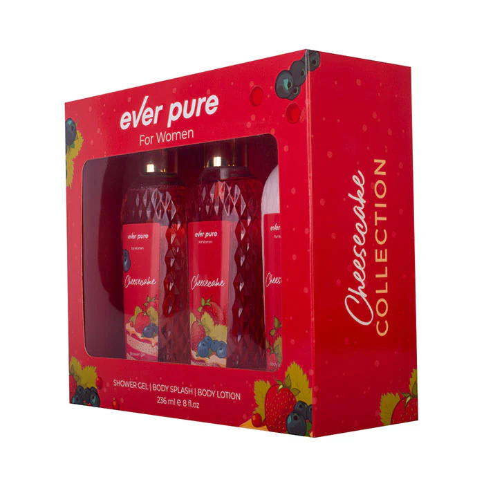Ever Pure Cheese Cake Set For Women Shower Gel 236ml + Body Splash 236ml + Body Lotion 236ml - Image 2