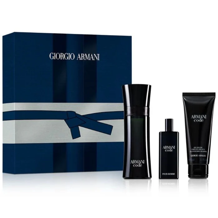 Giorgio Armani Code Pour Homme Set For Men Eau De Toilette 100ml + Travel Size 10ml + Shower Gel 75ml - Image 2