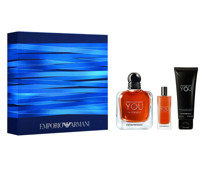 Giorgio Armani Emporio Armani Stronger With You Intensely Set For Men Eau De Parfum 100ml + Travel Size 15ml + Gel Douch 75ml