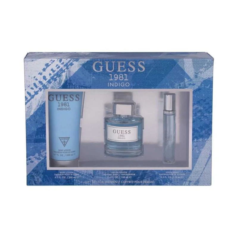 Guess 1981 Indigo Set For Women Eau De Toilette 100ml+ Mini Travel 15ml +Body Lotion 200ml - Image 2