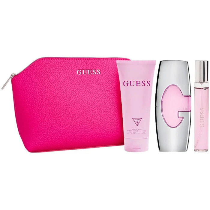 Guess Pink Set For Women Eau De Parfum 75ml + Travel Size 15ml+Body Lotion 100ml + Pouch - Image 4