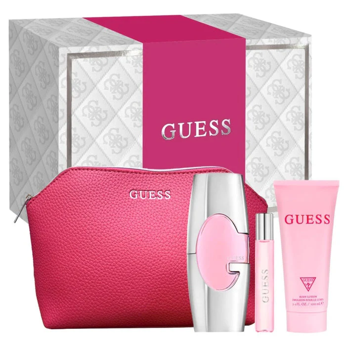 Guess Pink Set For Women Eau De Parfum 75ml + Travel Size 15ml+Body Lotion 100ml + Pouch - Image 6