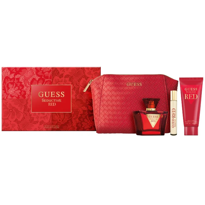 Guess Seductive Red Set For Women Eau De Toilette 75ml + Travel Size 15ml+ Body Lotion 100ml + Pouch - Image 2