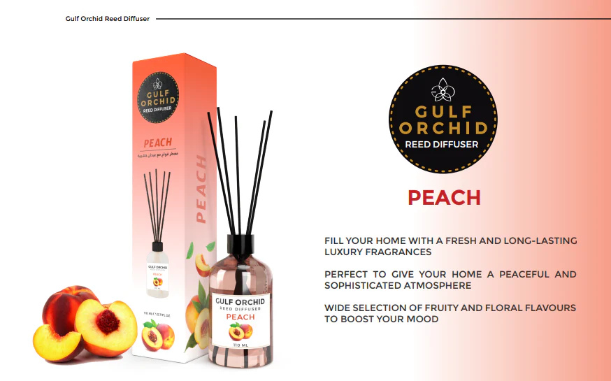 Gulf Orchid Peach Reed Diffuser 110ml - Image 2