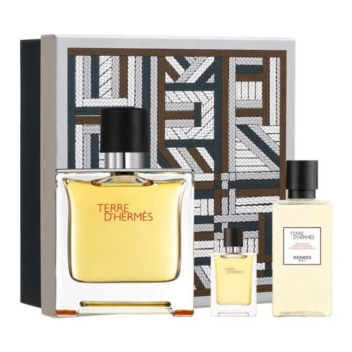 Hermes Terre D Hermes Set For Men Parfum 75ml + Mini 5ml + Shower Gel 40ml - Image 2