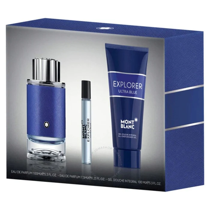 Mont Blanc Explorer Ultra Blue Set For Men Eau De Parfum 100ml + Mini Travel 7.5ml + Shower Gel 100ml - Image 2