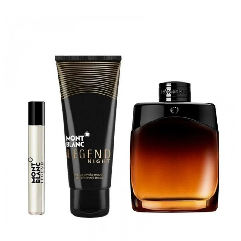 Mont Blanc Legend Night Set For Men Eau De Parfum 100ml + Travel Spray 7.5ml + After Shave Balm 100ml