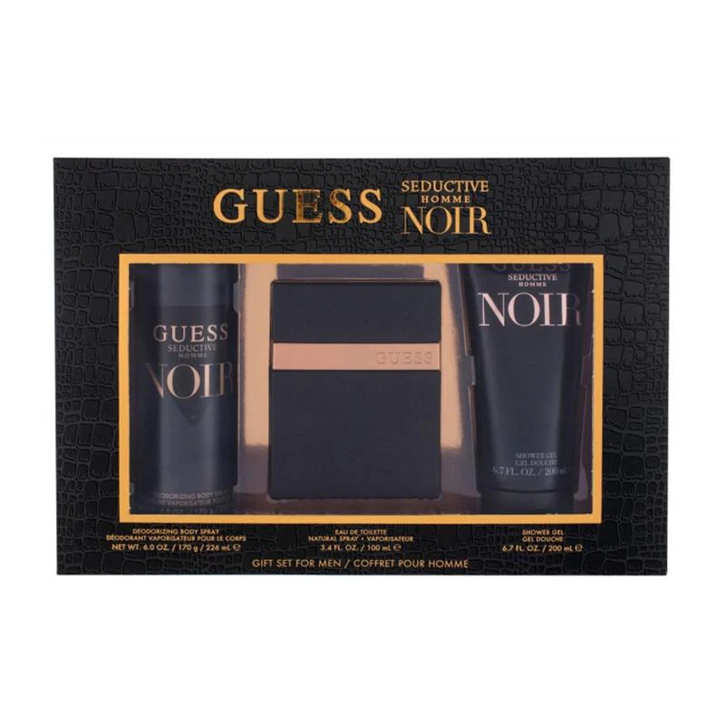 Guess Seductive Noir Set For Men Eau De Toilette 75ml + Shower Gel 200ml + Deaodorant 226ml - Image 2